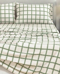Linery & Co Ultra-Soft Turkish Cotton Plaid Flannel Sheet Set