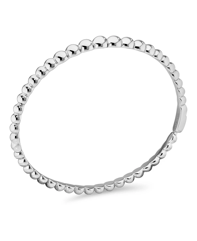 Devata Beaded Ball Bangle Bracelet in Rhodium Plated Sterling , Size