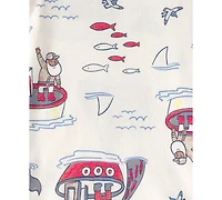 Carter's Boys' Toddler 2T-5T Anchor Print Top and Pajama Pants, 4-Piece Set