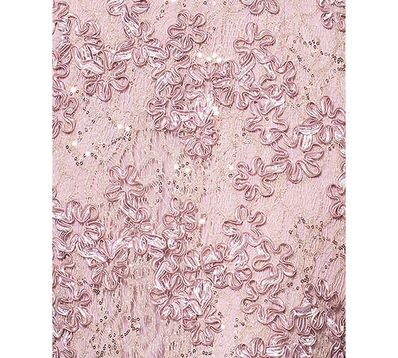 Xscape Petite Long Soutache Lace Off-The-Shoulder Ball Gown