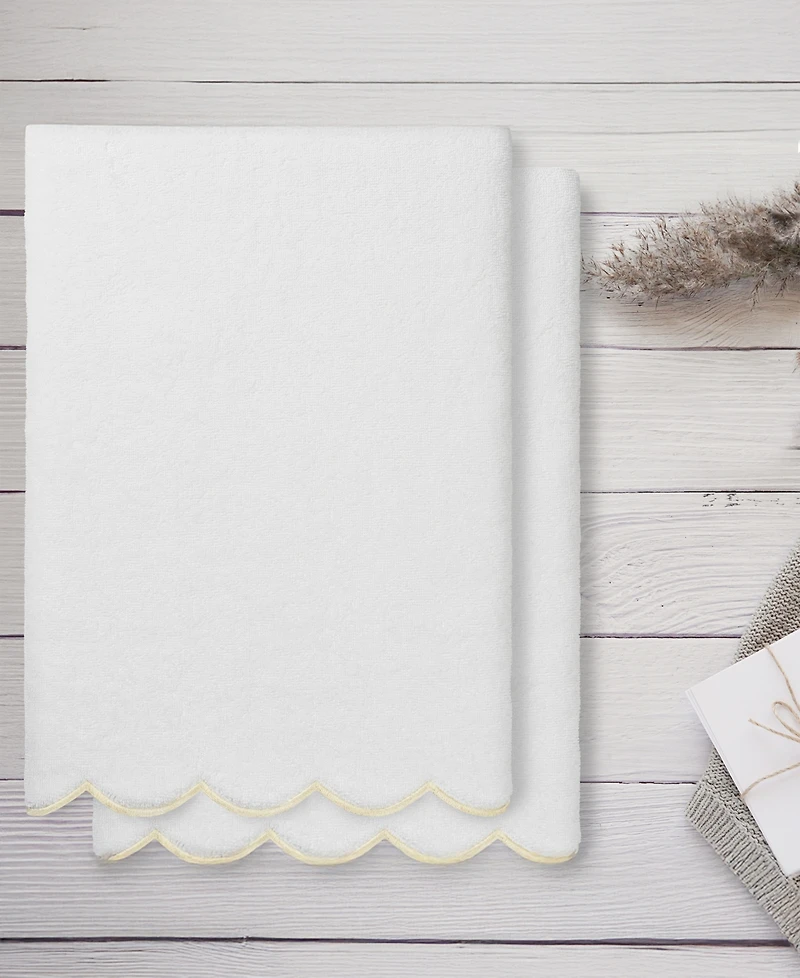 Linum Home Adornia Scallop Cotton 2-Pc. Bath Towel Set, 27" x 54"