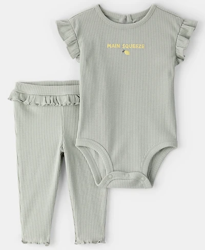 Carter's Baby Girls' Main Squeeze Bodysuit and Pants, 2-Piece Set