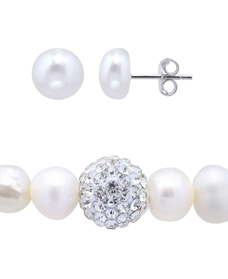Giani Bernini Freshwater Pearl Stretch Bracelet and Stud Earrings Set