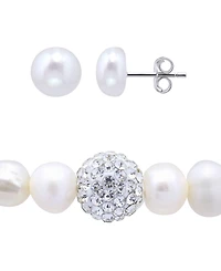 Giani Bernini Freshwater Pearl Stretch Bracelet and Stud Earrings Set