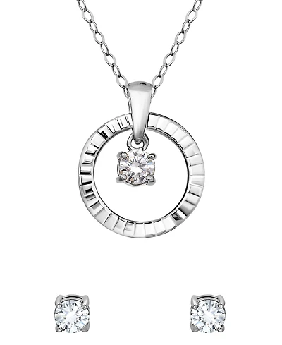 Giani Bernini 2-Pc. Cubic Zirconia (1-1/5 ct. t.w.) Open Circle Pendant Necklace and Stud Earrings Set