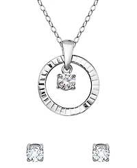 Giani Bernini 2-Pc. Cubic Zirconia (1-1/5 ct. t.w.) Open Circle Pendant Necklace and Stud Earrings Set