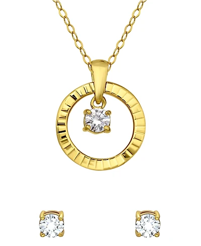 Giani Bernini 2-Pc. Cubic Zirconia (1-1/5 ct. t.w.) Open Circle Pendant Necklace and Stud Earrings Set