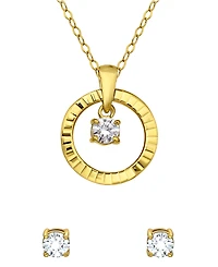 Giani Bernini 2-Pc. Cubic Zirconia (1-1/5 ct. t.w.) Open Circle Pendant Necklace and Stud Earrings Set