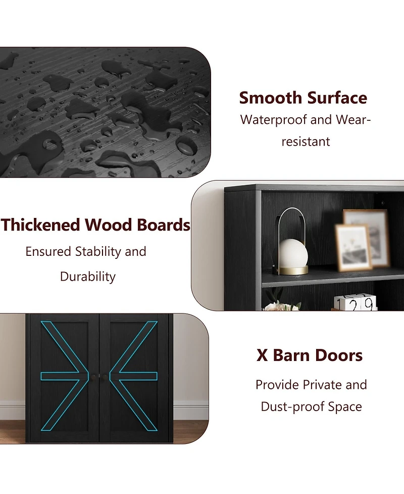 gaomon Tall Bookshelves and Bookcases with Doors/ 6 Shelf Display Storage