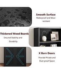 gaomon Tall Bookshelves and Bookcases with Doors/ 6 Shelf Display Storage