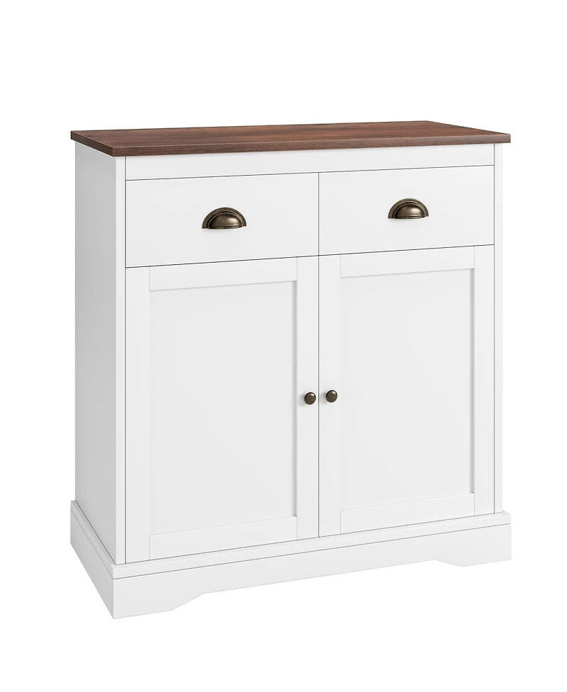 gaomon Farmhouse White Buffet Cabinet with Storage, Kitchen Sideboard with 2 Doors and 2 Drawers