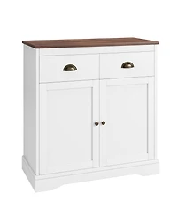 gaomon Farmhouse White Buffet Cabinet with Storage, Kitchen Sideboard with 2 Doors and 2 Drawers