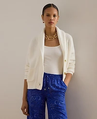 Lauren Ralph Women's Rib-Knit Shawl-Collar Toggle Cardigan