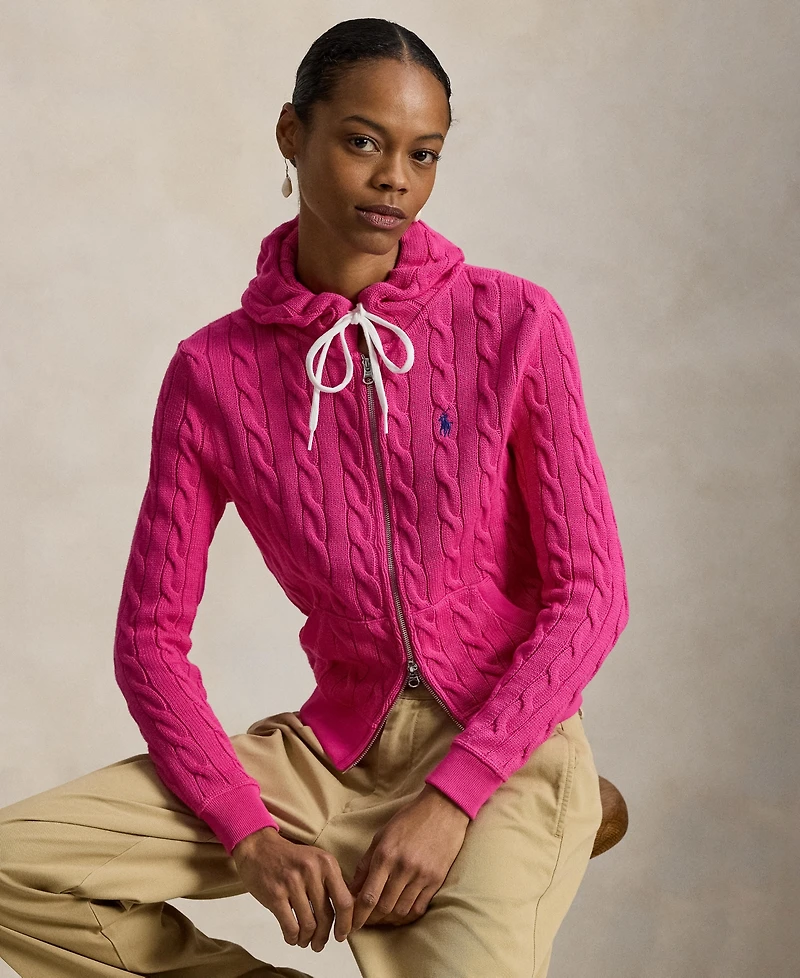 Polo Ralph Lauren Women's Cable-Knit Full-Zip Hoodie
