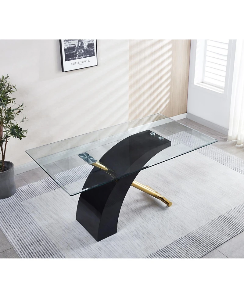 Streamdale Furniture Luxury Glass Top Dining Table (2 Colors)