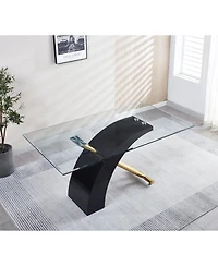 Streamdale Furniture Luxury Glass Top Dining Table (2 Colors)