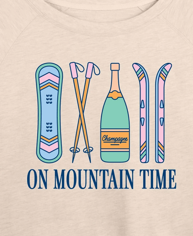 Hybrid Apparel Plus On Mountain Time Word Art Pullover T-shirt