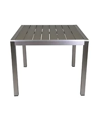 Streamdale Furniture Outdoor Dining Table: Square Gray Faux Wood, 35"