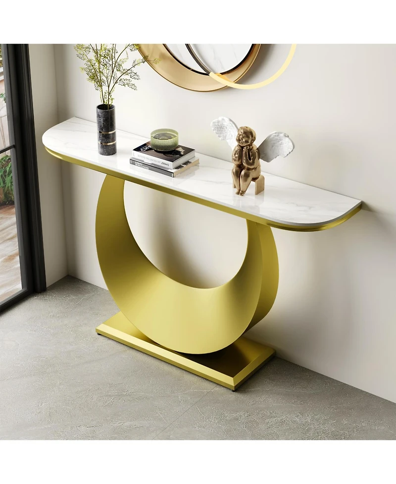 Streamdale Premium Faux Marble Console Table with Gold Base (120cm/47in)