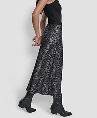 Dkny Jeans Women's Logo Elastic Waistband Slip Skirt