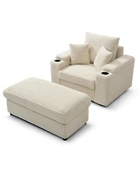 Streamdale Furniture Streamdale Oversized Accent Chair with Ottoman, Modern Comfy Armchair