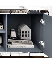 Streamdale Furniture Mirrored Tv Stand - Crushed Diamond Doors