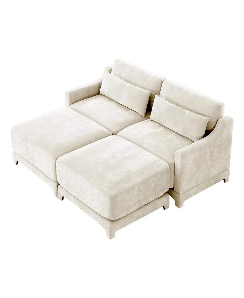 Streamdale Furniture Chenille 2-Seater Sofa w/ Ottomans & Pillows