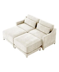 Streamdale Furniture Chenille 2-Seater Sofa w/ Ottomans & Pillows