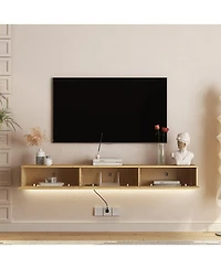 Streamdale Furniture Floating Tv Stand w/ LEDs, 69" Modern Entertainment Center for 55-65" TVs