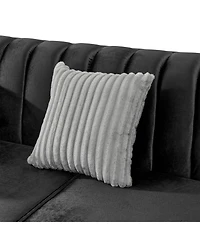 Streamdale Furniture Streamdale Velvet Sofa Set: Gold Trim, Embroidered, Mid-Century Modern, Black