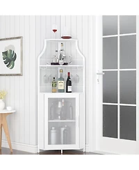 Gaomon Farmhouse Wine Bar Corner Cabinet with Detachable Rack, Mesh Door, Glass Rack & Storage for Kitchen and Dining Room