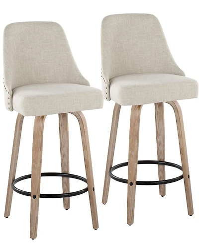 Lumisource Fabric Studded Marcel Transitional Fixed-Height Counter Stool, Set of 2