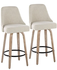Lumisource Fabric Studded Marcel Transitional Fixed-Height Counter Stool, Set of 2
