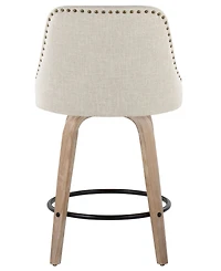 Lumisource Fabric Studded Marcel Transitional Fixed-Height Counter Stool, Set of 2