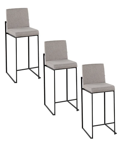 Lumisource Fabric Fuji Contemporary High Back Counter Stool, Set of 3