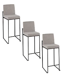 Lumisource Fabric Fuji Contemporary High Back Counter Stool, Set of 3