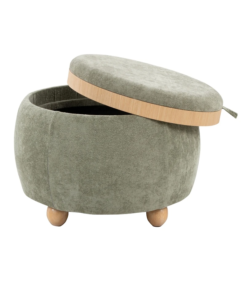Lumisource 14.75" Fabric Tray Pouf Contemporary Storage Ottoman