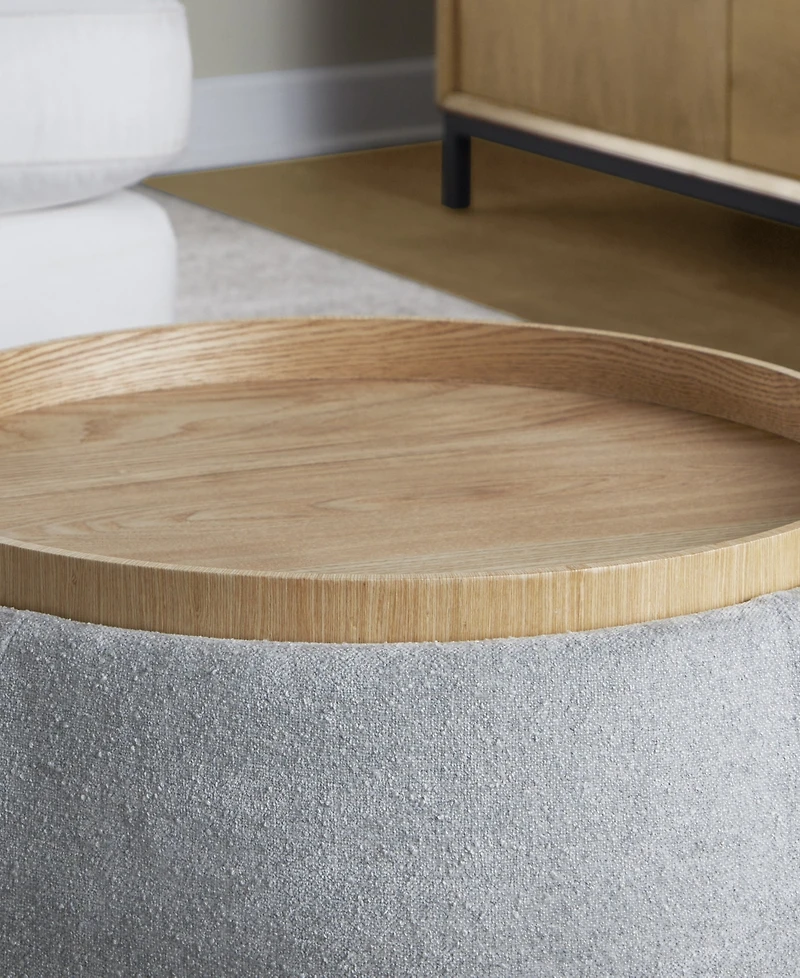 Lumisource 14.75" Fabric Tray Pouf Contemporary Storage Ottoman