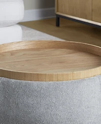 Lumisource 14.75" Fabric Tray Pouf Contemporary Storage Ottoman