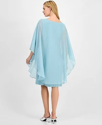 Connected Women's Embellished Keyhole Chiffon Overlay Sheath Dress