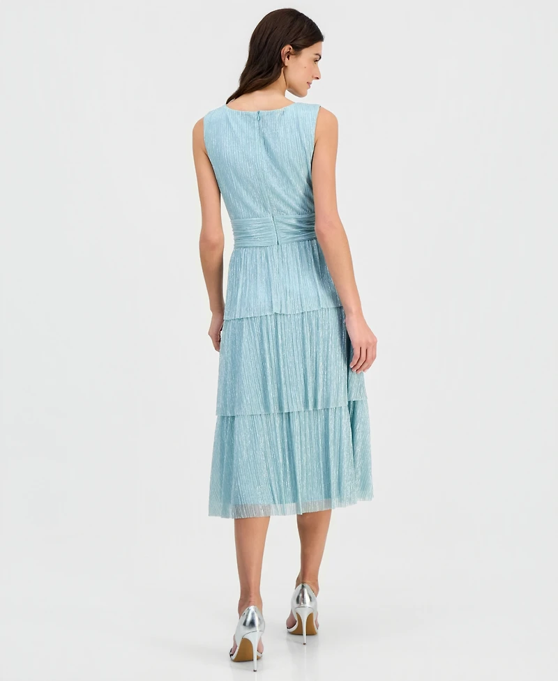 Connected Women's Tiered Textured Sleeveless Midi Dress