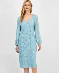 Connected Women's Sweetheart-Neck Long-Sleeve Midi Dress