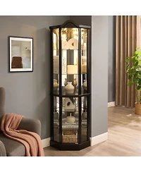 Streamdale Furniture Lighted Corner Curio Cabinet - Black