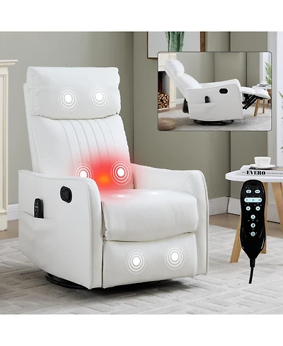 Streamdale Furniture Heat Massage Manual Recliner Chair with Rocker & Swivel