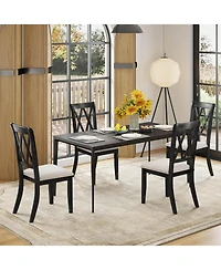 Costway Farmhouse Dining Chairs Modern Kitchen Chairs with Elegant Hollowed backrest