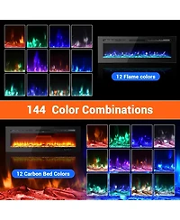 Gaomon 60" Recessed & Wall Mounted Electric Fireplace, Ultra-Thin, Remote, Timer, 12 Colors, 5 Speed, 750/1500W