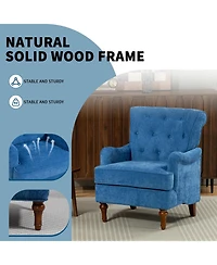 Streamdale Furniture Light Chenille Club Chair with Retro Wooden Legs