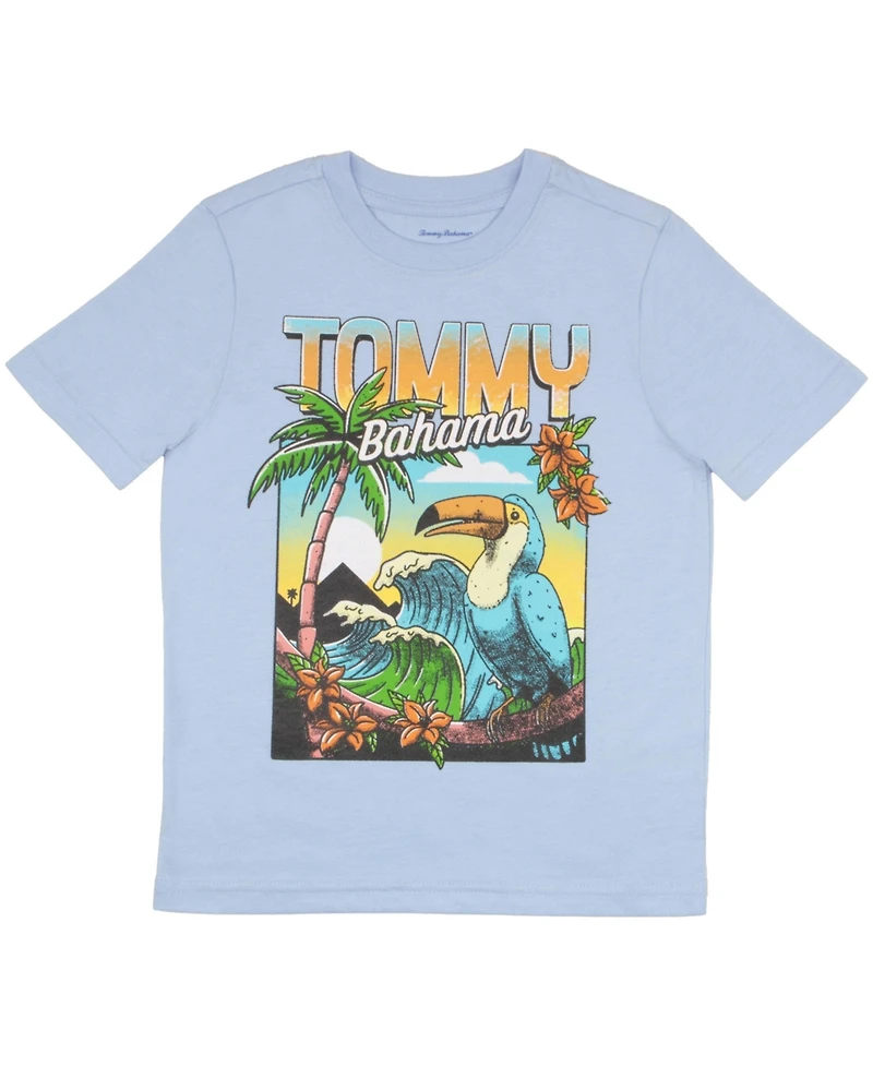 Tommy Bahama Boys Classic Woven Button Down Shirt, Tees and Shorts Outfit Set