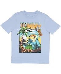 Tommy Bahama Boys Classic Woven Button Down Shirt, Tees and Shorts Outfit Set