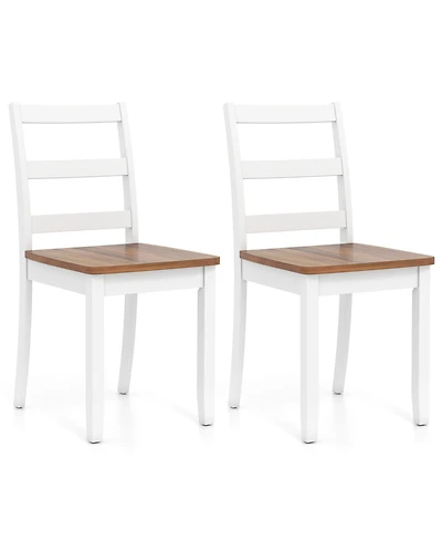 Gymax Set of Dining Chairs Ladder Back Armless Side Chair w/ Solid Rubber Wood Legs